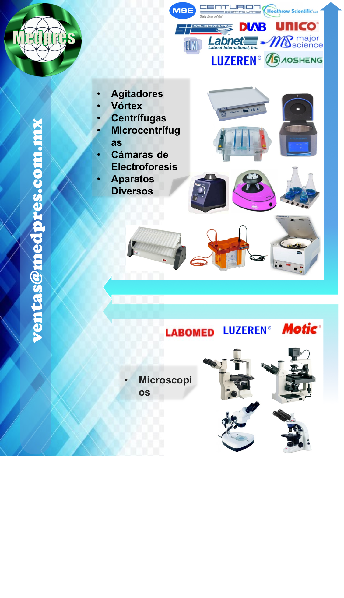 AGITADORES, vortex, centrifugas,, microcentrifugas,camara de electroforesis, luzeren, labnet, labomed, motic microscopios
