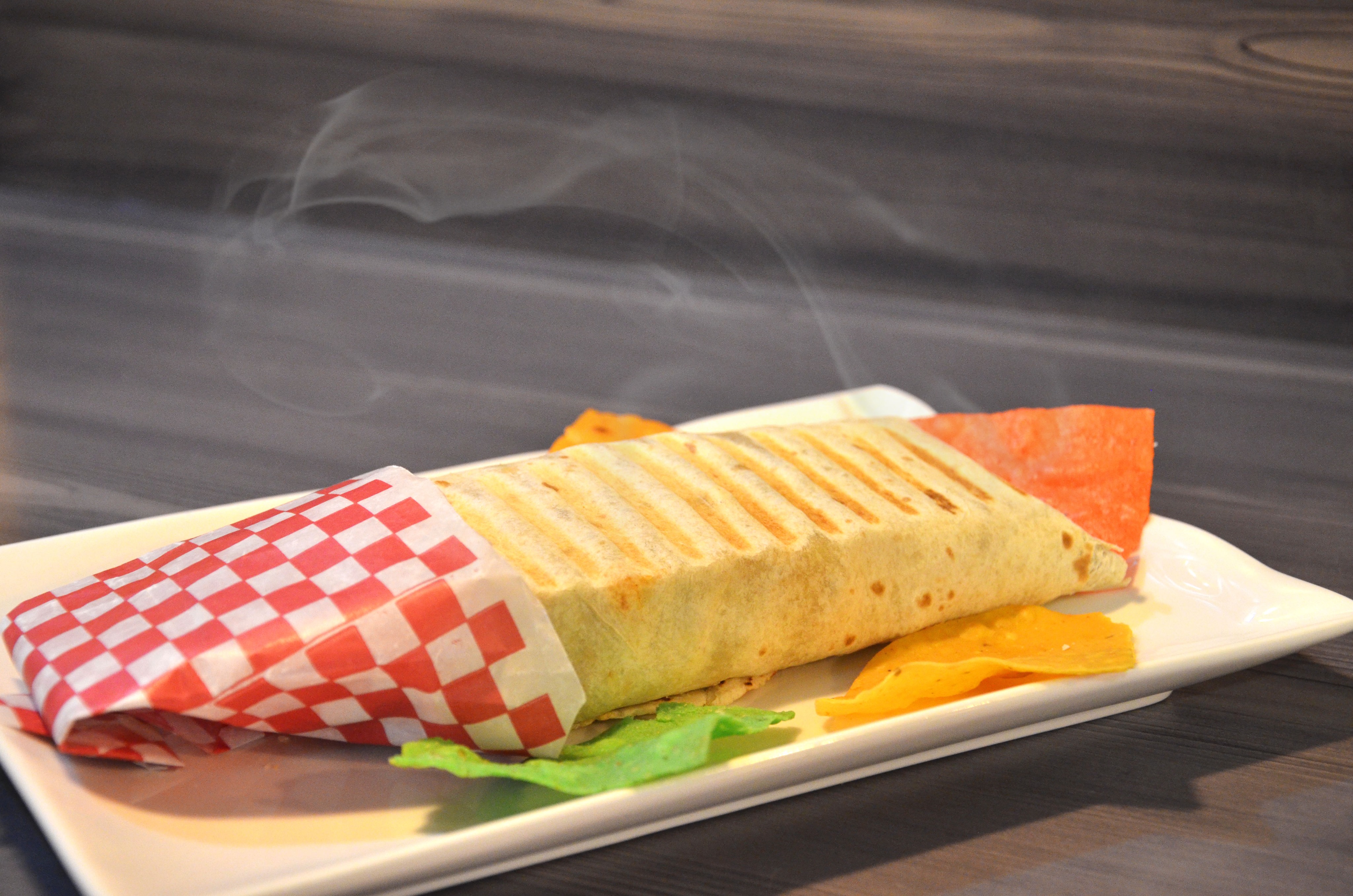 Hamburger on a cutting board