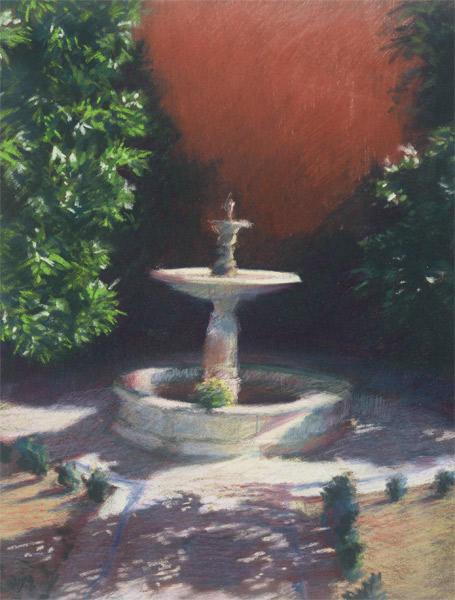Mudejar Fountain, Jardines de los Reales Alcazares, Seville (Pastel 13" x 9.5") NFS