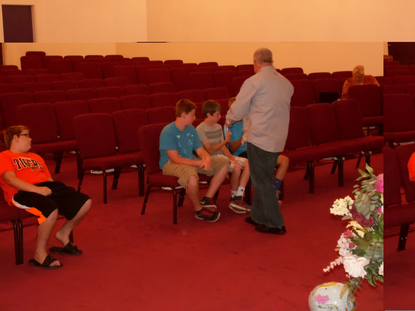 Pastor Hart teaches the teen boys at VBS 2014. 