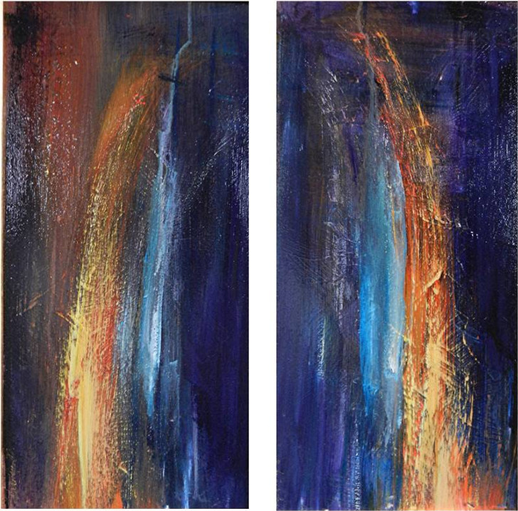 Flashdance, Diptych, Each is 12x20", Mixed Media, Acrylic Base, Framed