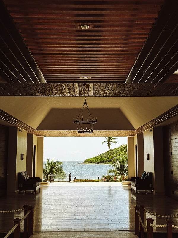 Viewing the ocean from inside building