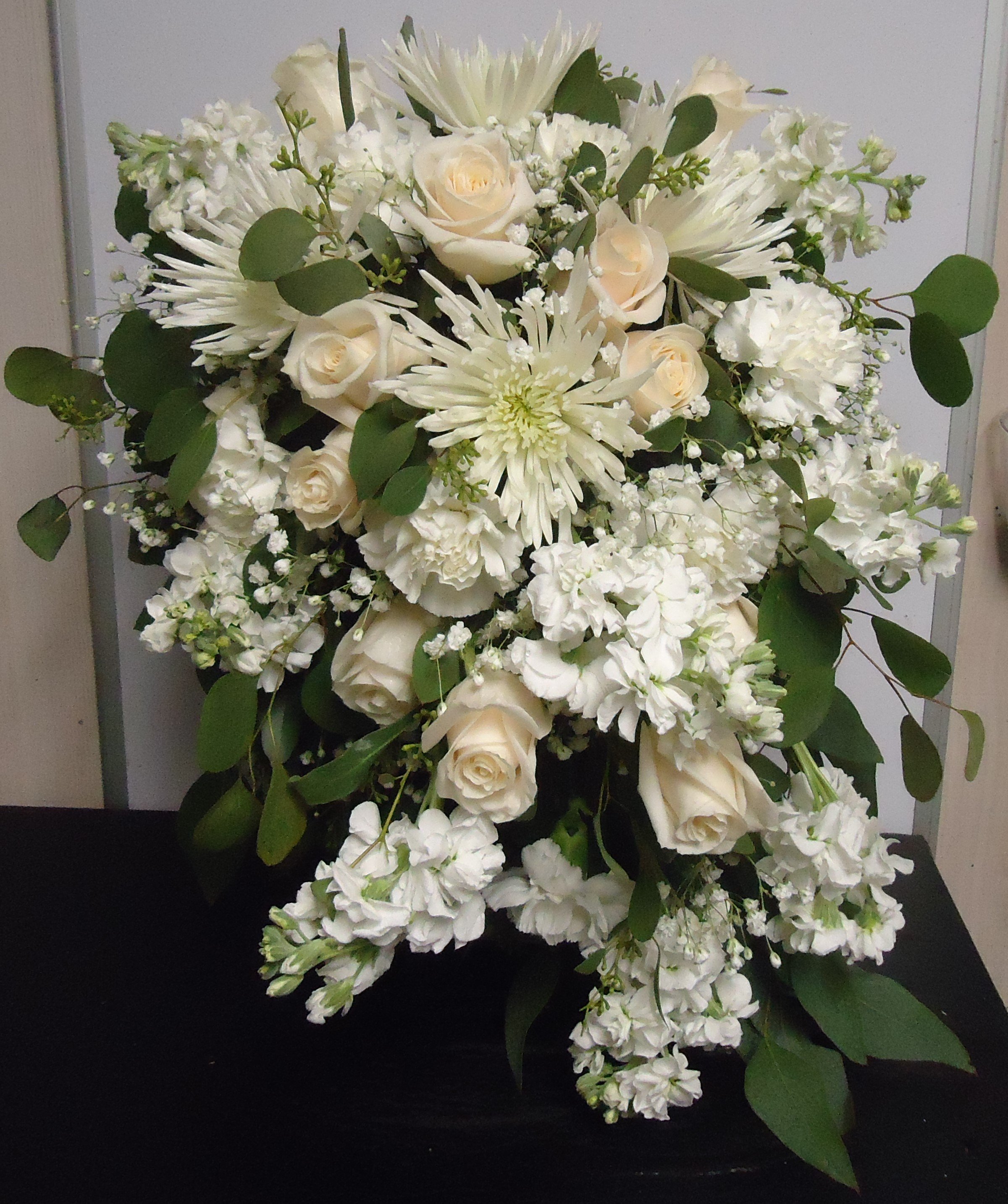 &quot;Fresh&quot; Cascading Bouquet
(All White)
    $225.00
