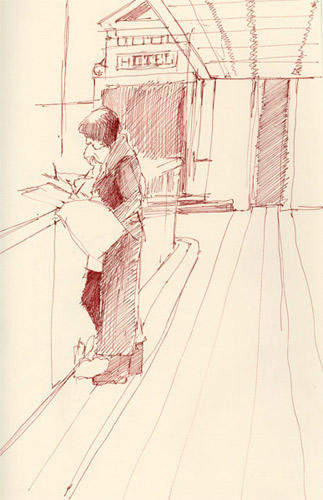 'A' and 'A' at Liverpool St Station (Pen and ink)