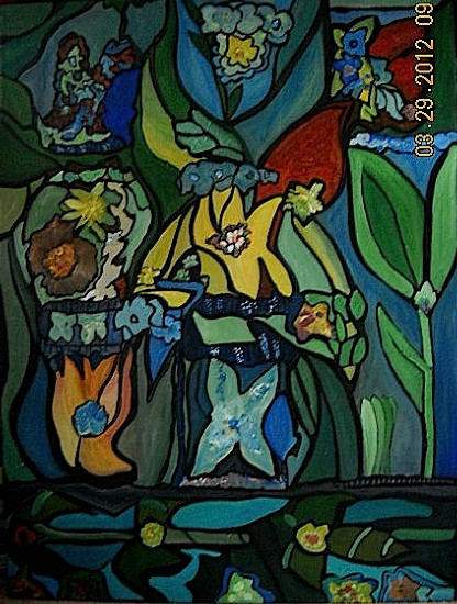 SOLD Flowers in a marsh. Paint on canvas. 2012 All artwork copyrighted©.