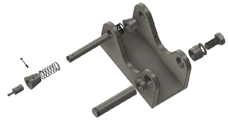 Backhoe Clevis Stabilization Assembly Rendering