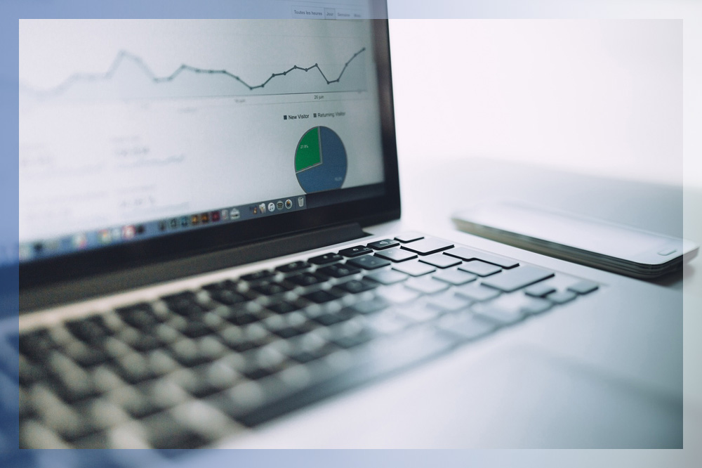 Laptop screen showing web analytics data