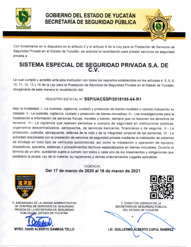 Registro vigente SSP