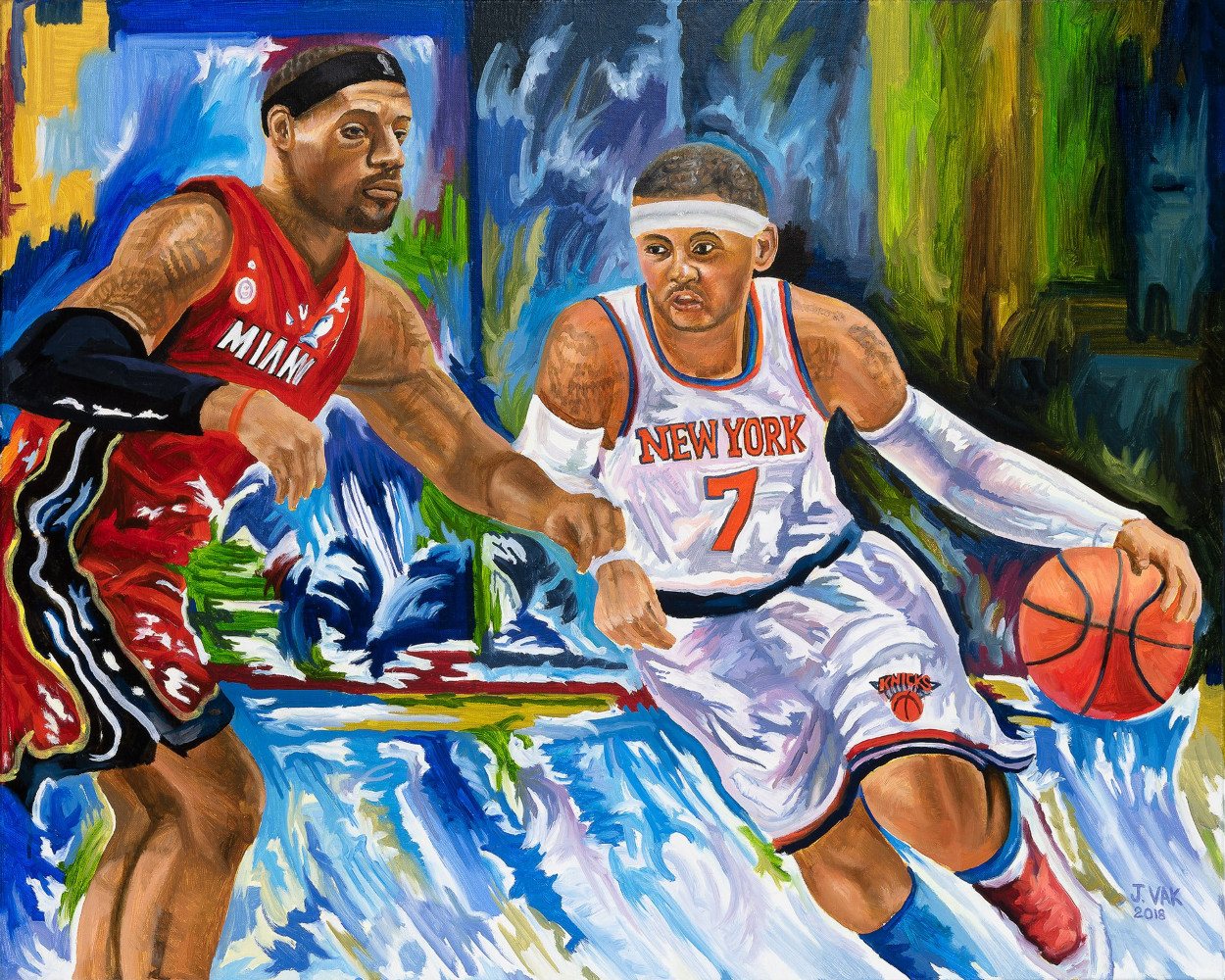 LeBron James and Carmelo Anthony
            24 X 30 Original Oil
                   $2500
                    2018