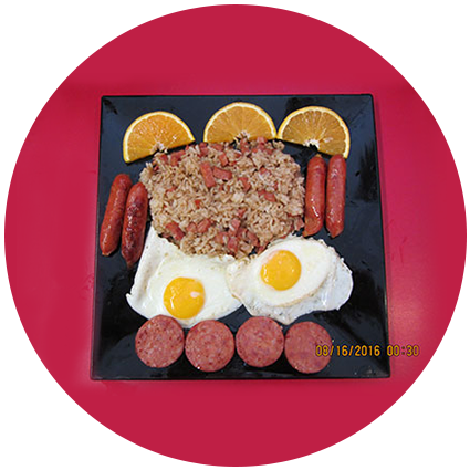 Sausage Fried Rice With Orange Slices