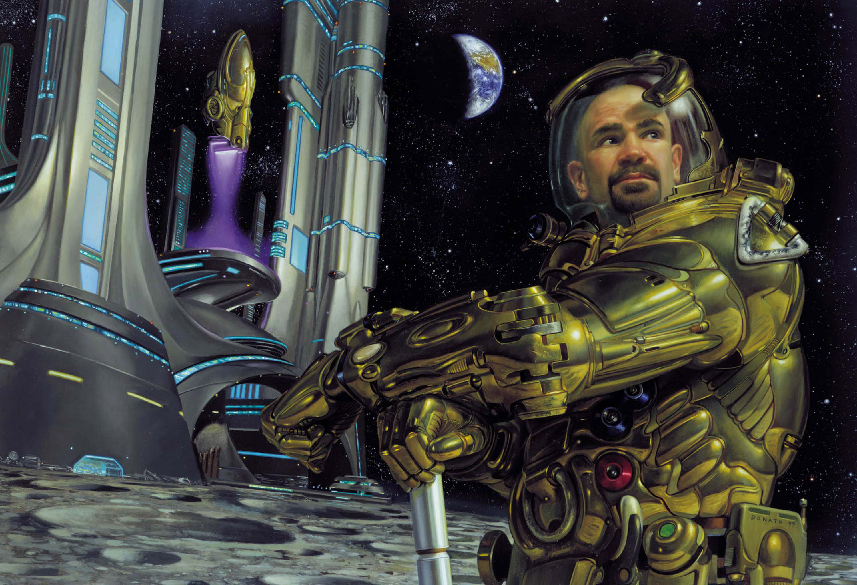 HIGHRISES; CITIES ON THE MOON
26"x 17" oil on panel  2000 
Editorial Illustration for a Ray Bradbury short story appearing in Playboy Magazine January 2000
Collection of Edie Stern and Joe Siclari