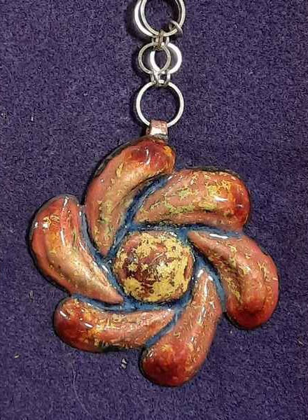  JPn024a SWIRLING SUN copper enamel