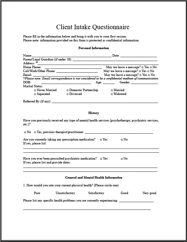 Client Intake Form