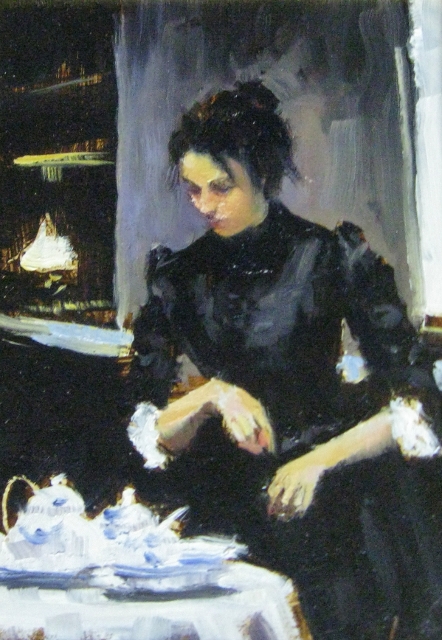 Linton, Setting Tables, 7" x 5" Oil 