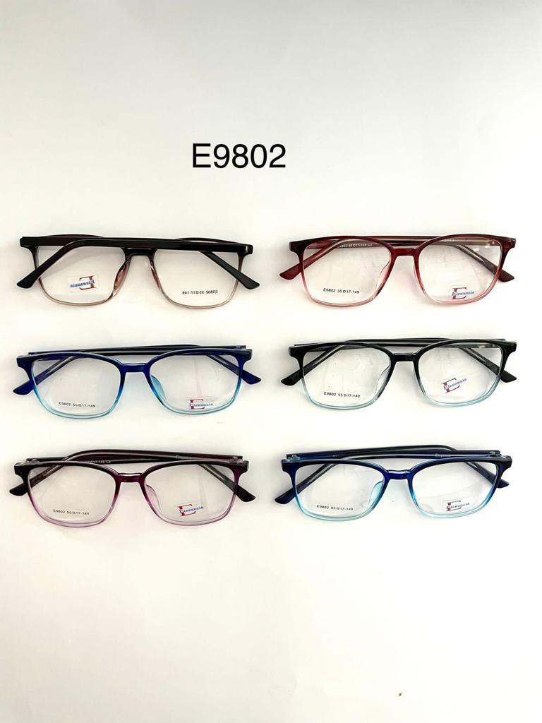 Modelo: E9802
Colores Translucidos: Cafe, Negro brilloso, Gris, Amarillo, Verde, Humo, Lila, Cafe Claro y Azul
Colores Difuminados: Cafe, Rojo, Morado, Azul, Negro/Transparente y Negro/azul