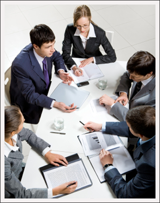 Team of several business people||||