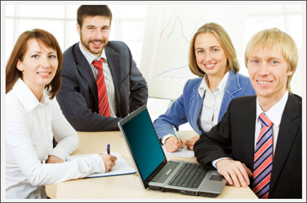 Four professionals with smile||||