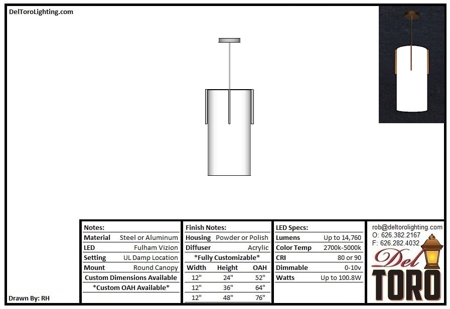 513P-Accent Bar Cylinder Pendant