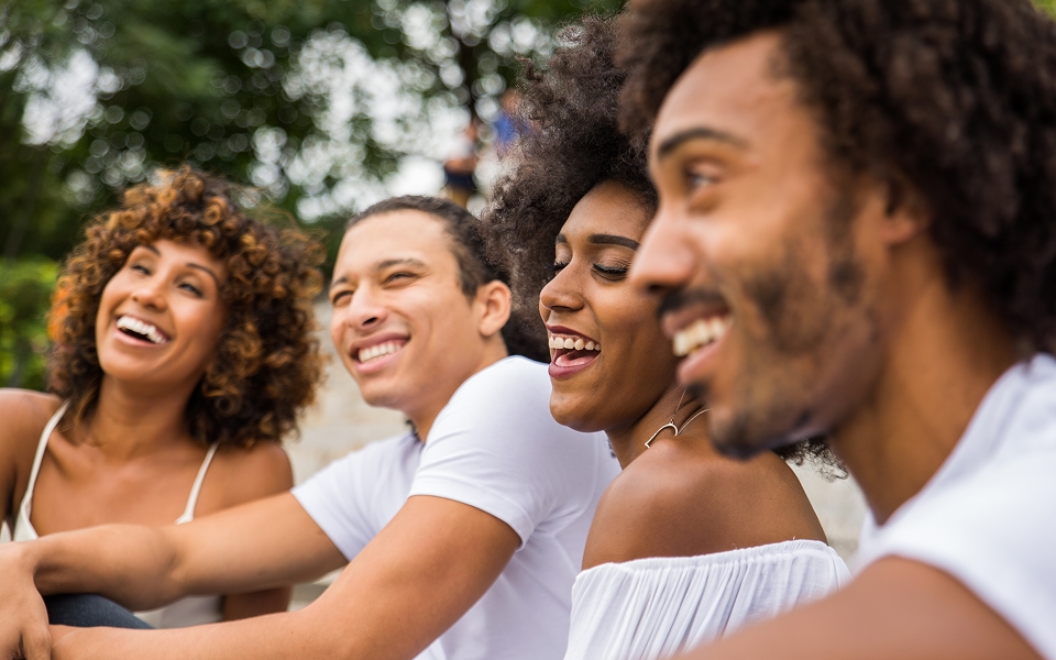 Young people laughing
