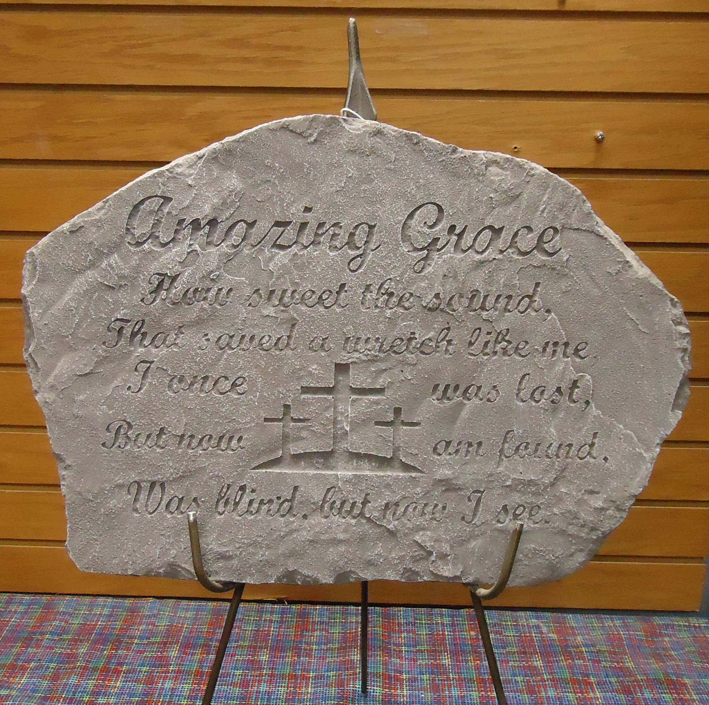 (SORRY OUT OF STOCK!!)
(61) "Concrete" Memorial Stone On Easel
(Amazing Grace) 
$65.00