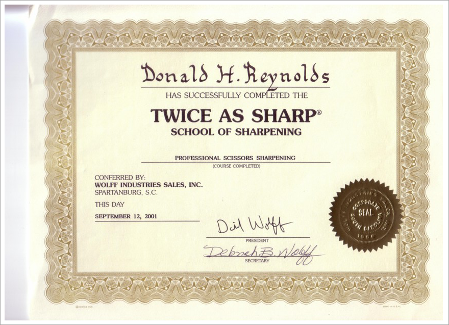 Sharpening school certificate||||