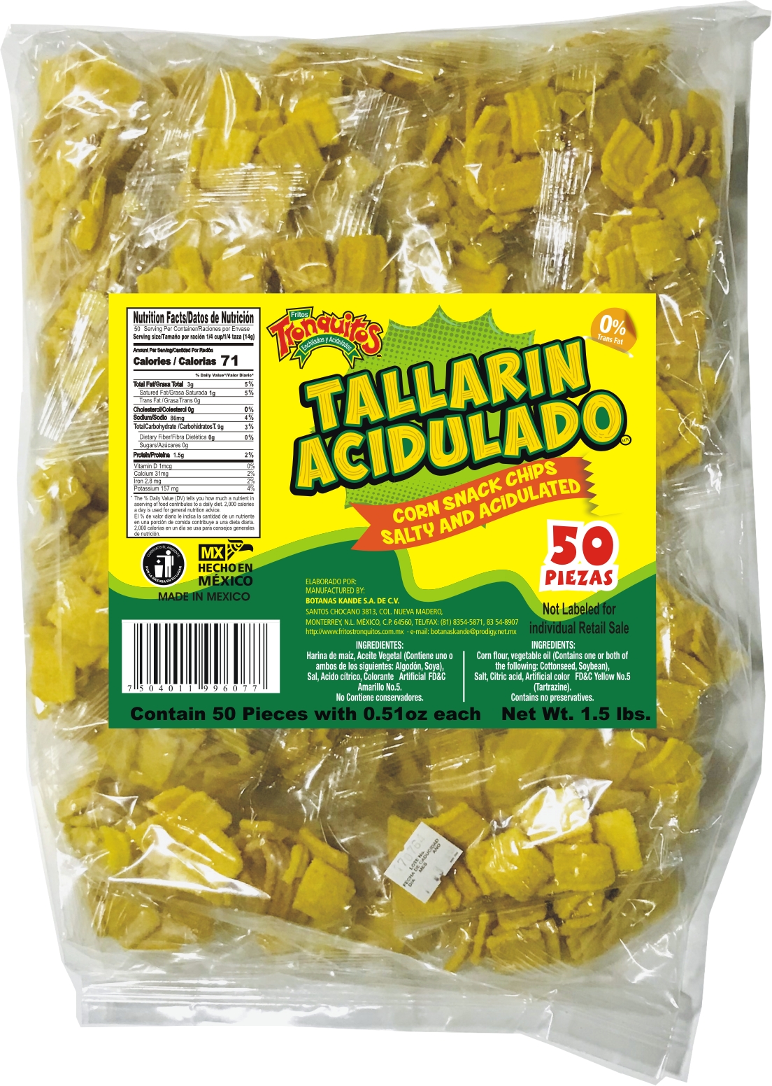 Tallarin Amarillo 50 pzs