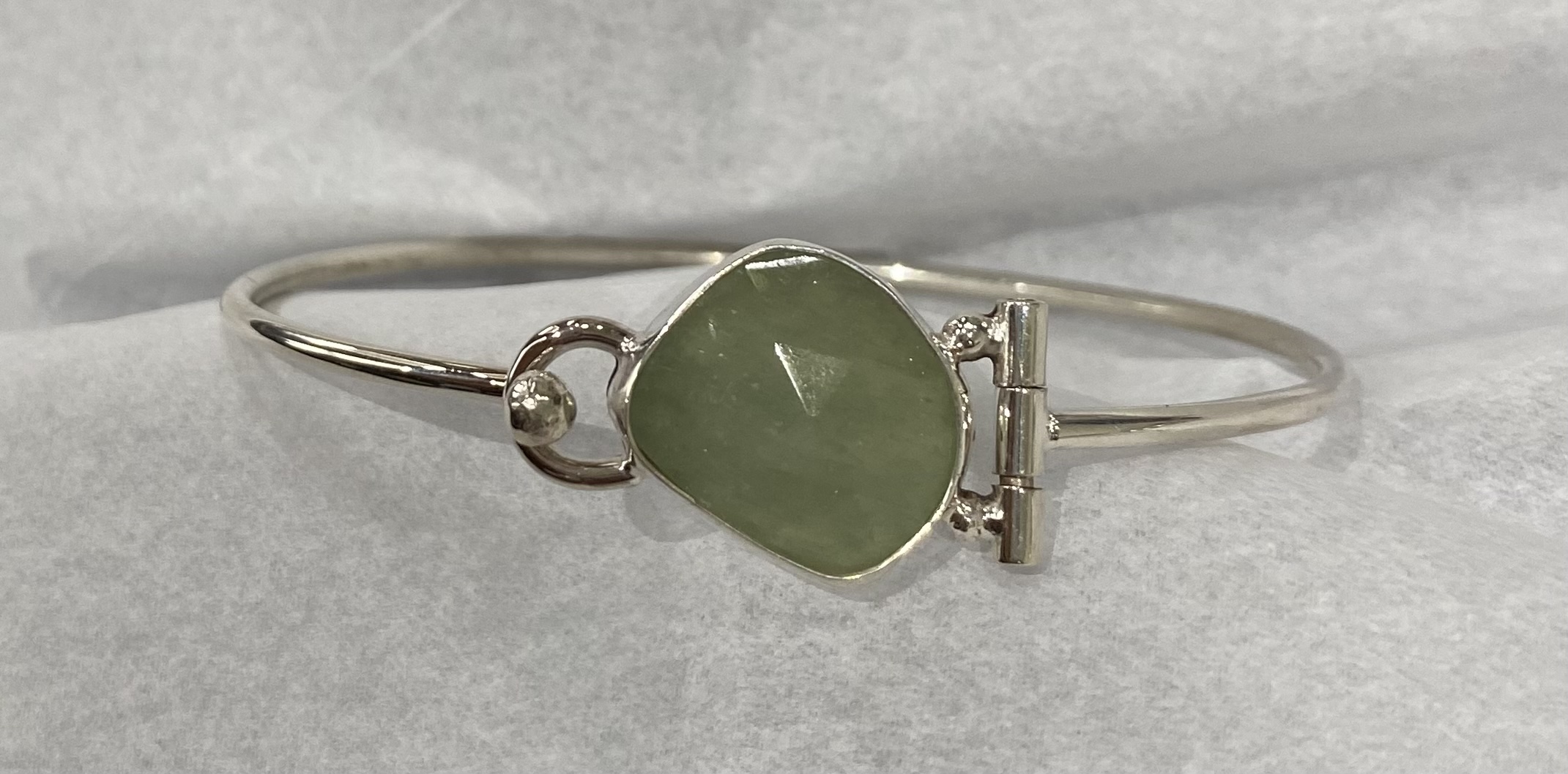 Green Amethyst Hinged Cuff
Sterling
$170.