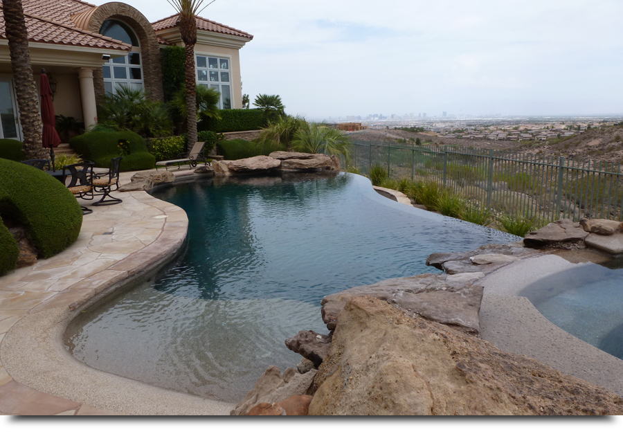 Pool with water drop off||||