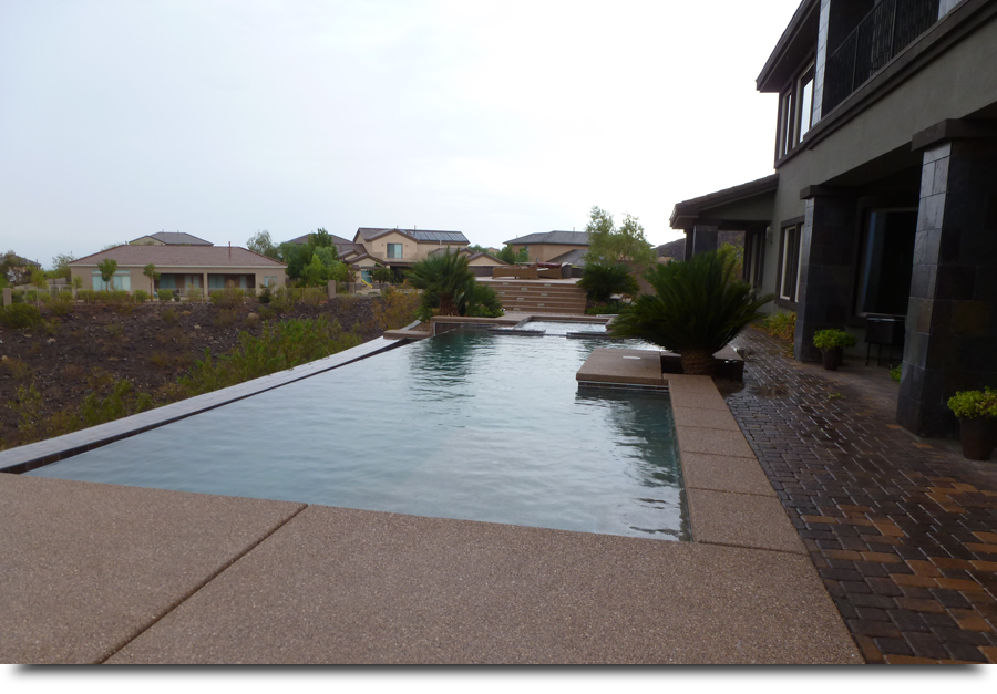 Pool with water drop off||||