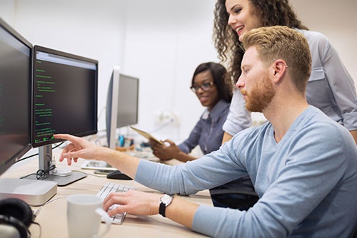 Programmer Working In A Software Developing Company