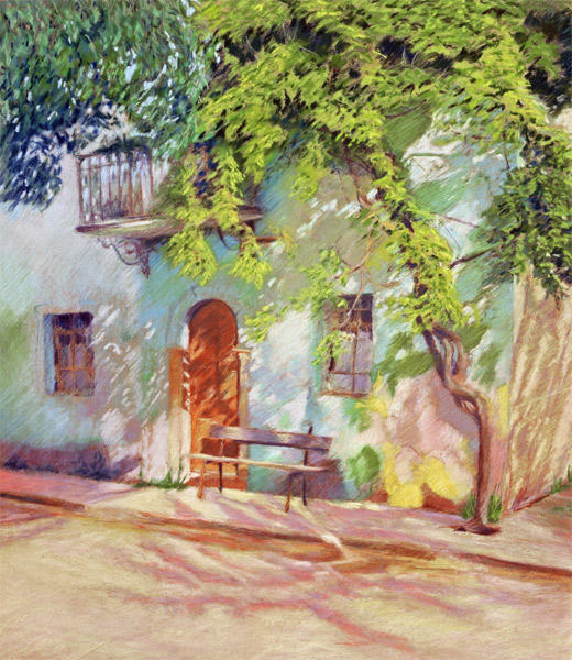 Evening in Chios (Pastel, 20" x 18.5") Private Collection