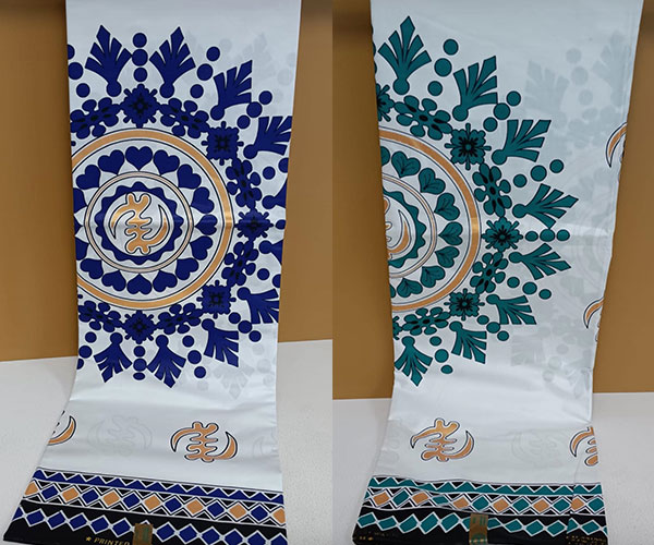 White and blue patterned fabric