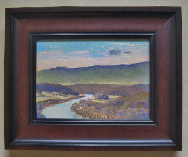 Twilight, South Fork, Shenandoah, 5x7 Oil on Panel