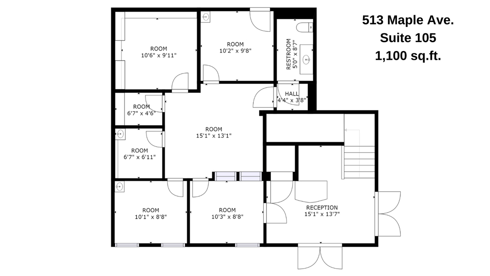 Suite 105 1,100 sq.ft.