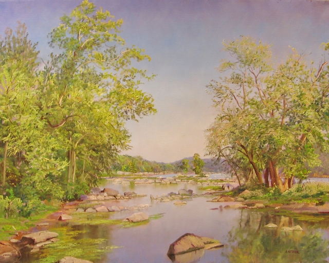 Potomac river at Plummers Island, 22" x 29" Oil on Canvas