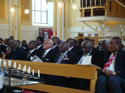 Old Boys listening to the Address by Revd Kenneth Davies