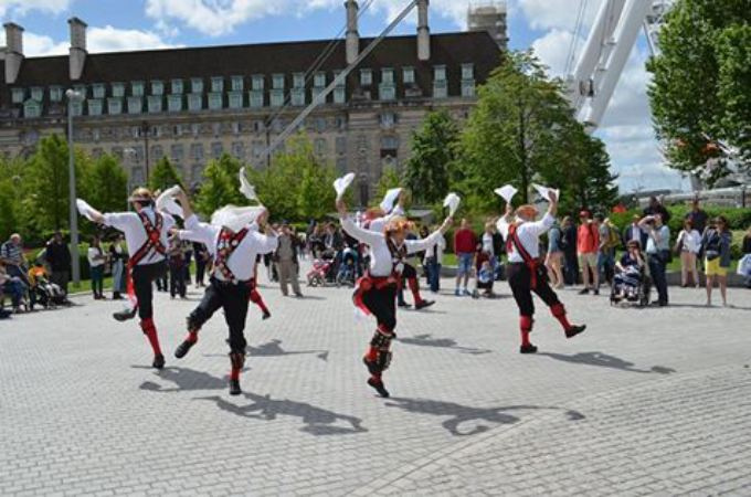 Leaping for joy, well some of us next the London Eye
