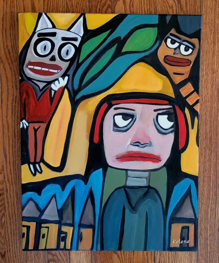 Title Find Me 20 x 24, Acrylic on canvas, Kelene 2022 $380.00