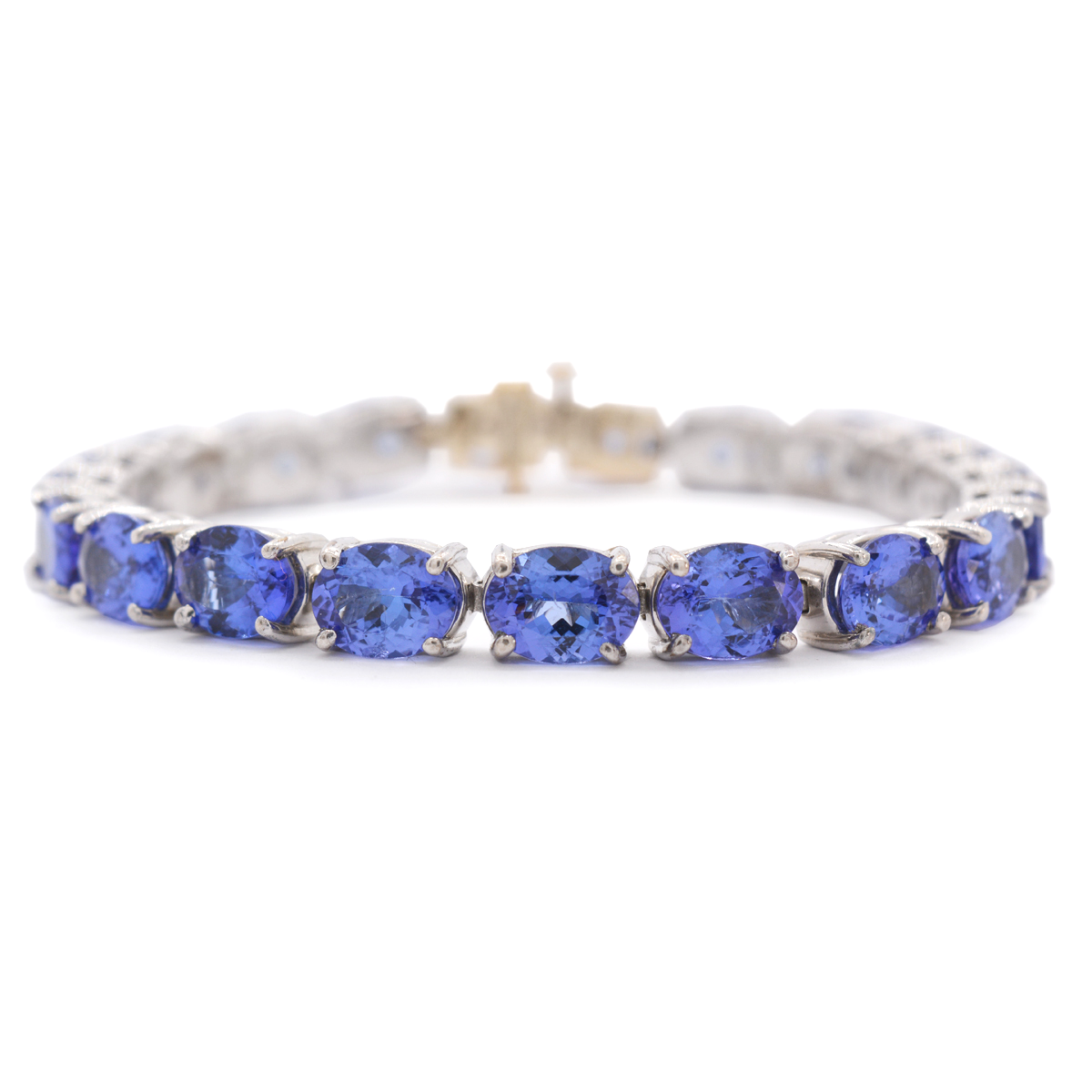 SILVER & 14K YELLOW GOLD TANZANITE BRACELET $1,000
