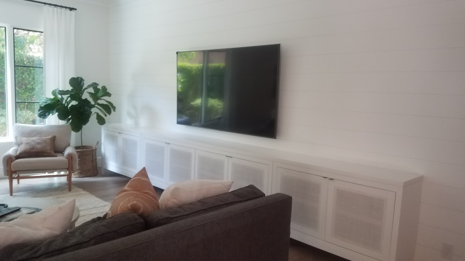 Modern living room with a large sofa