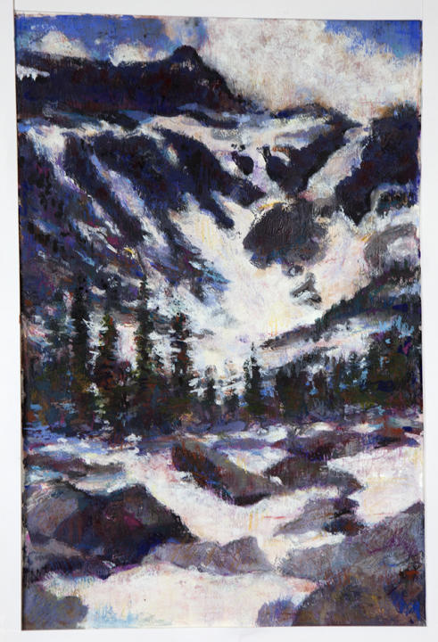 Mountain in Snow. Monotype. $350. Framed