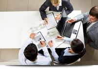 Business consultants discussing options||||
