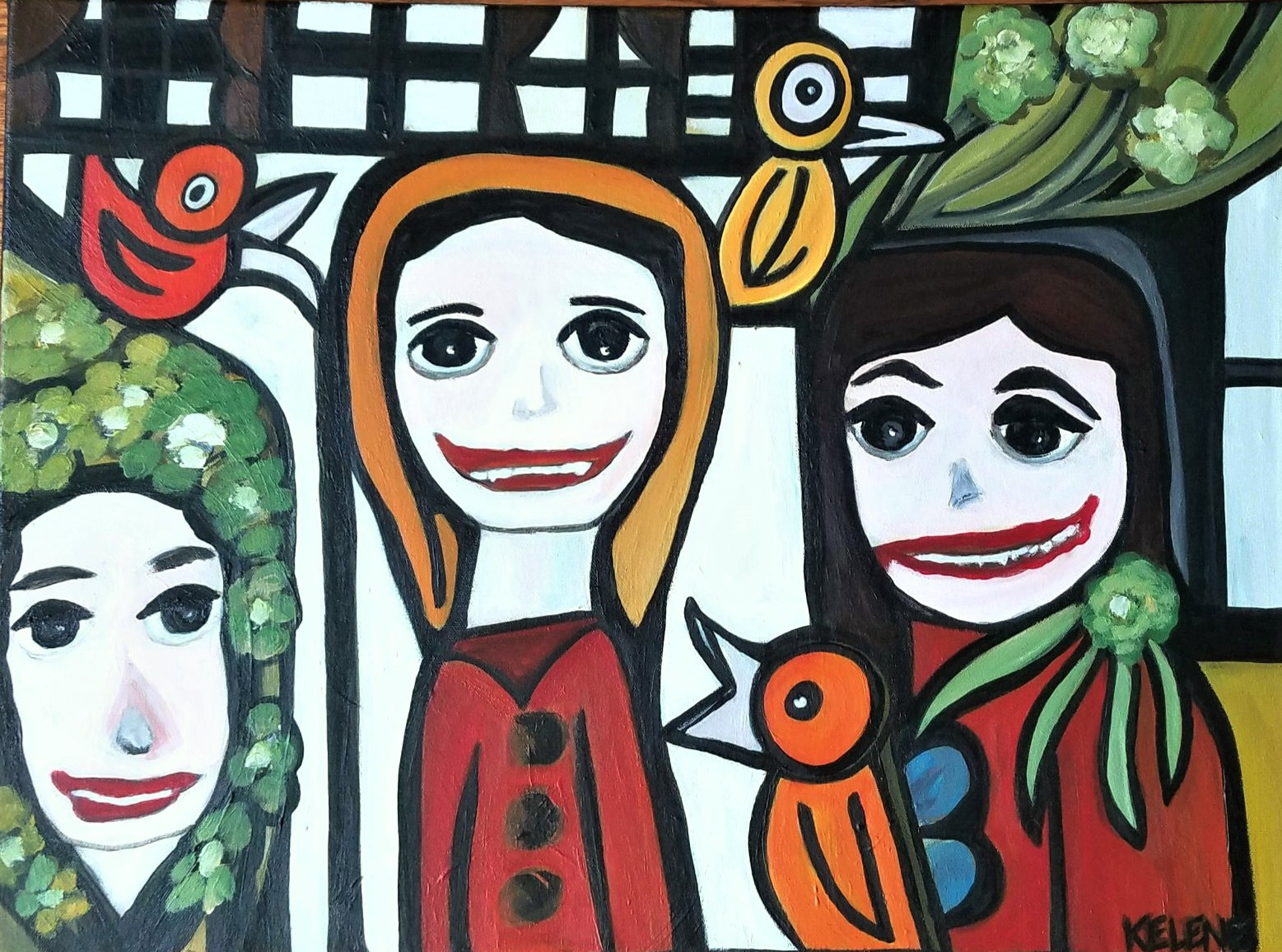 SOLD Title: Sisters 18 x 24. Acrylic on canvas