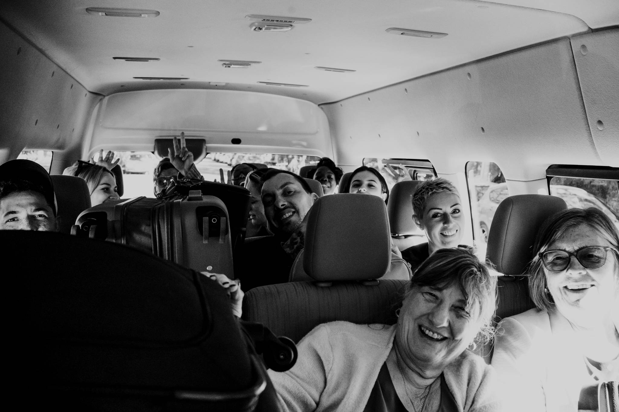 Friends and family traveling together to Tee and Abraham’s wedding in Cuernavaca, Mexico.