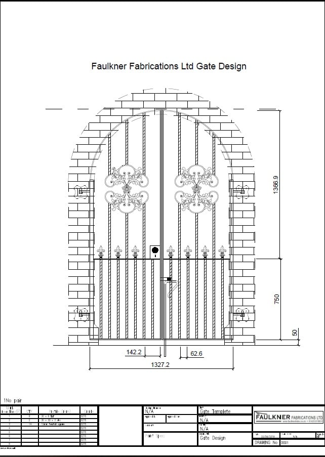 Gate designed in house on auto cad for a client to meet specification