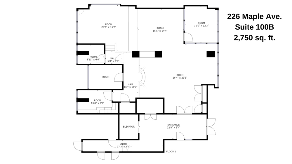 Suite 201 1,195 sq.ft.