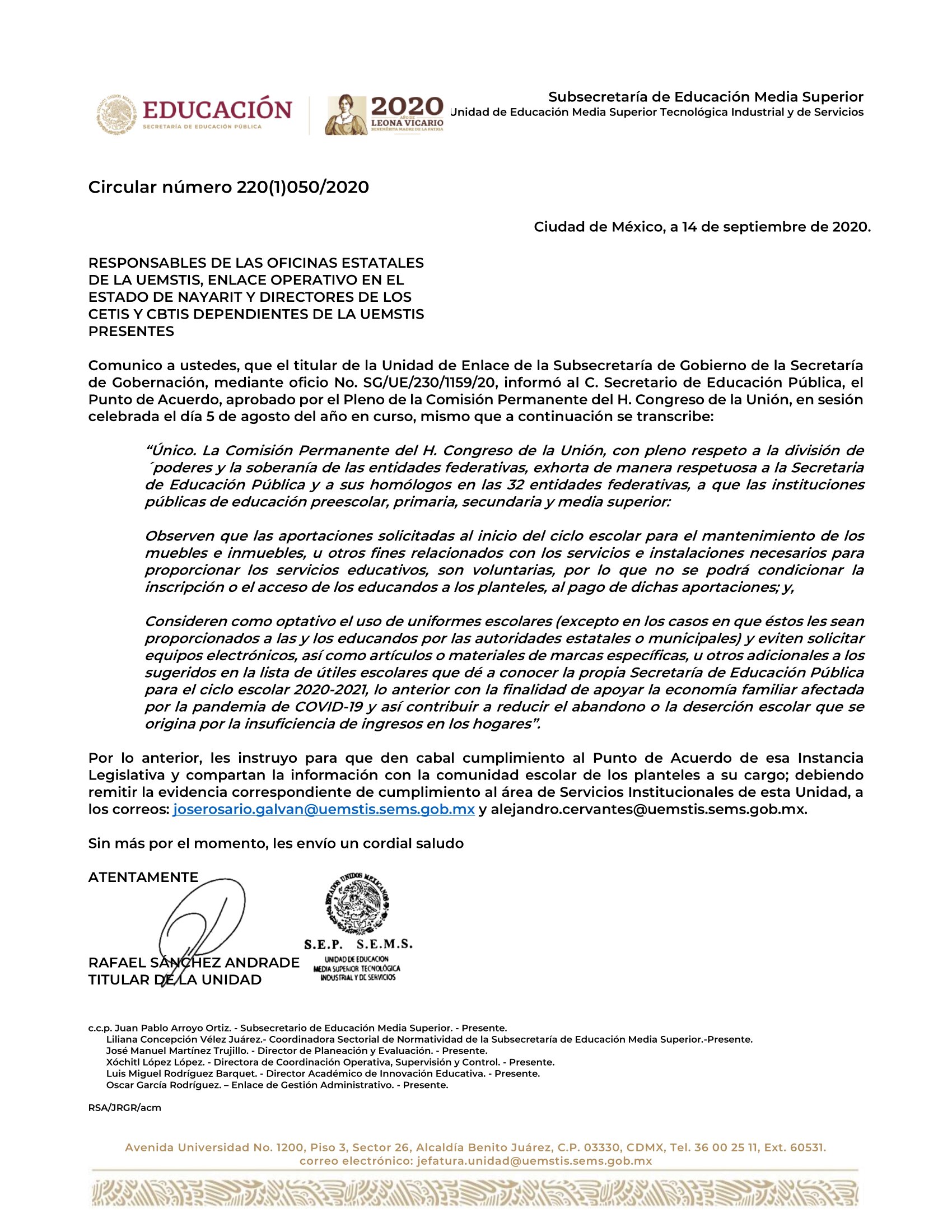 circular 050