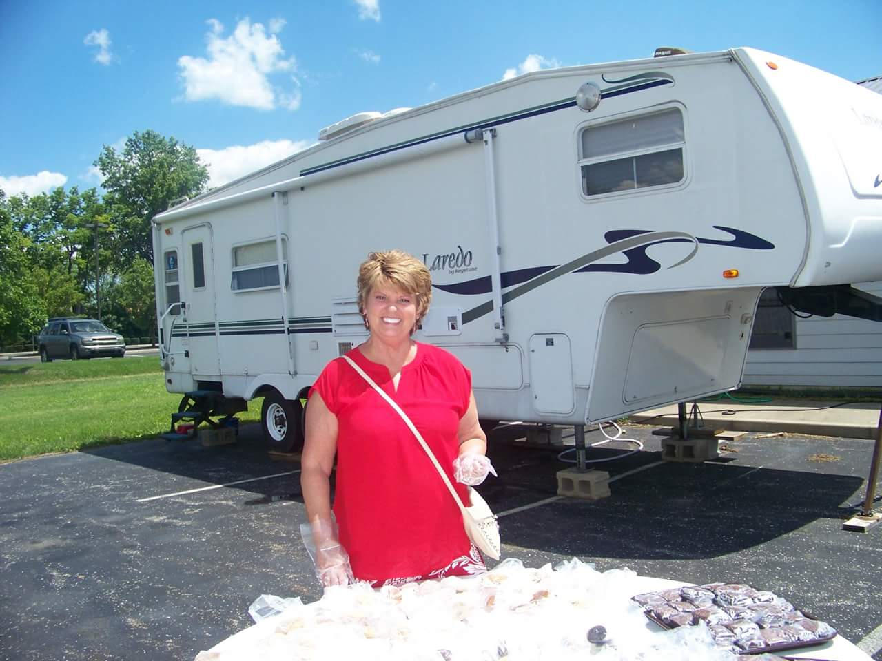 Ms. Terri helping serve lunch on Anniversary Sunday