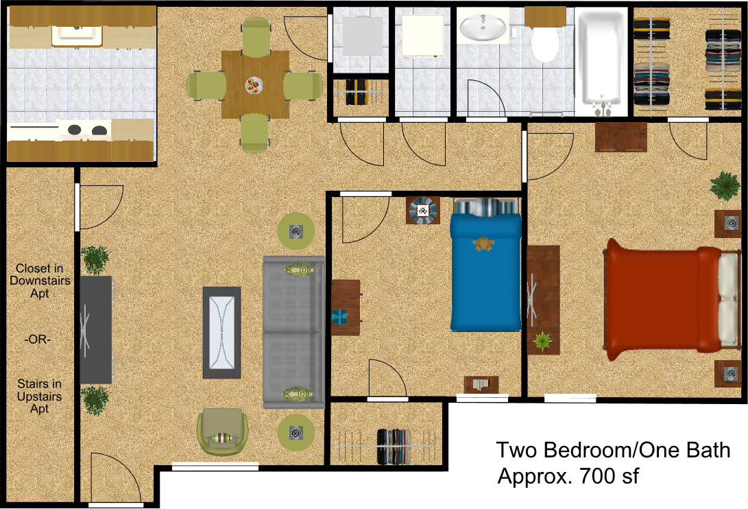 Two Bedroom/One Bath Floorplan