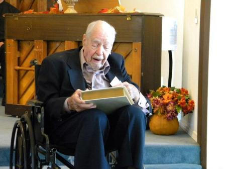 Brother Ben Morris honored as the "Oldest Veteran Present" and also honored for his service of 30 years in the Navy.